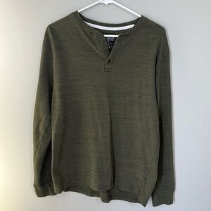 PX Premium Expression Men's Long Sleeved Henley Shirt in Military Green